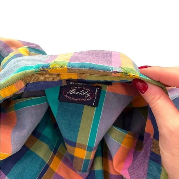 Allen Solly Vintage Madras Plaid Jacket, Petite L - Picture 4 of 12